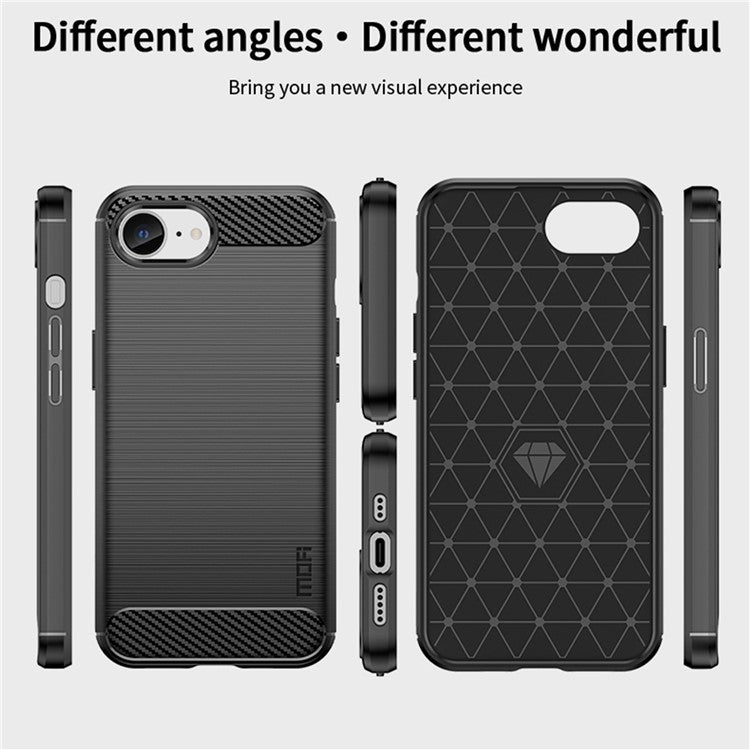 MOFI JK TPU Series-1 For iPhone 16e Case Carbon Fiber Design Flexible TPU Phone Cover - Red