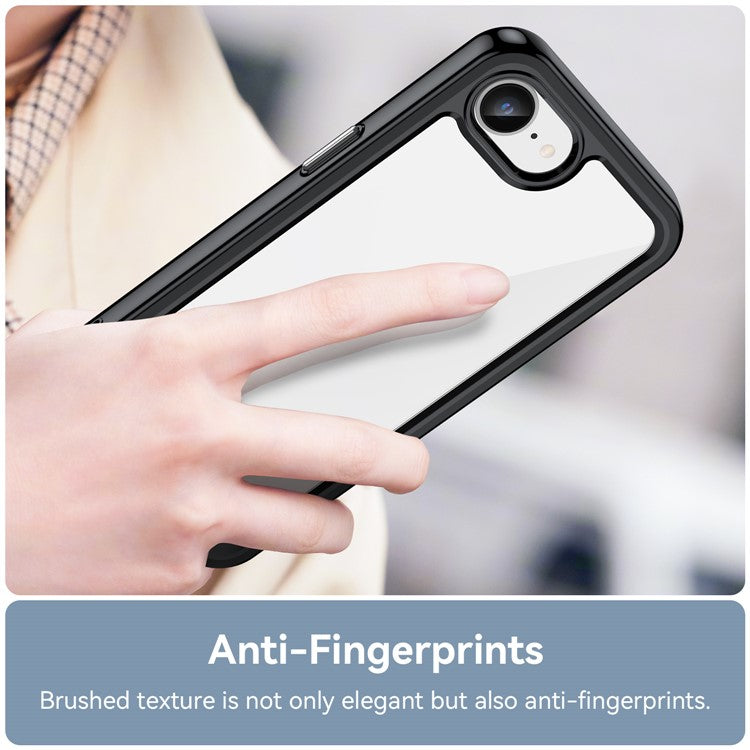 For iPhone 16e Clear Back Case Colorful Frame TPU+Acrylic Phone Cover - Black