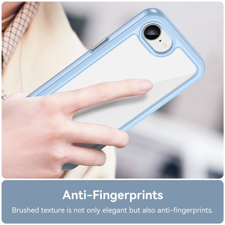 For iPhone 16e Clear Back Case Colorful Frame TPU+Acrylic Phone Cover - Blue