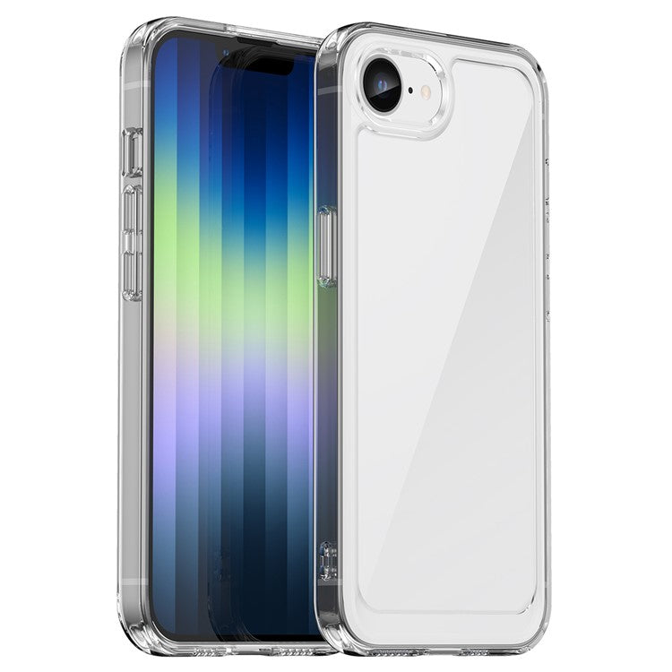 For iPhone 16e Clear Back Case Colorful Frame TPU+Acrylic Phone Cover - Transparent