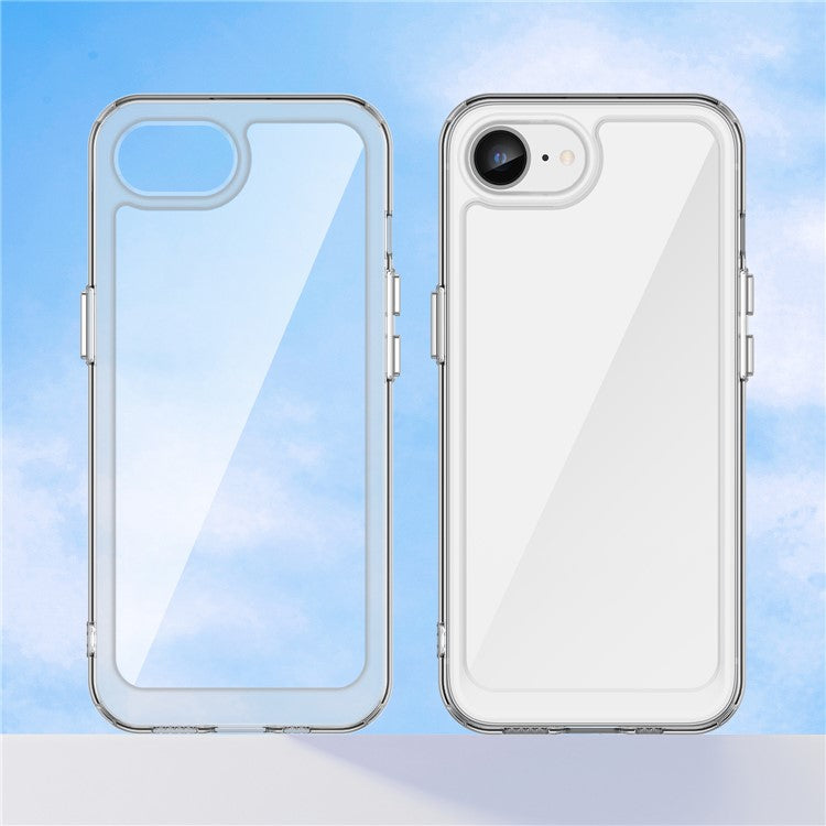 For iPhone 16e Clear Back Case Colorful Frame TPU+Acrylic Phone Cover - Transparent