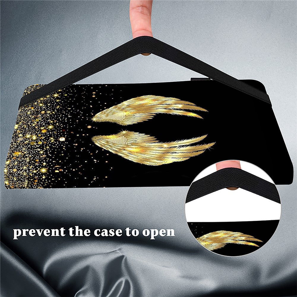 For Lenovo Tab M9 Shockproof Case Pattern Print Leather Tablet Cover with Stand - Gold Wings