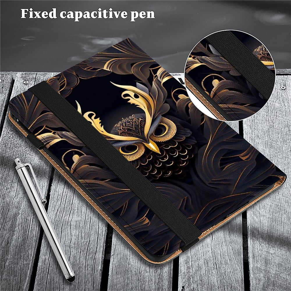 For Lenovo Tab M9 Shockproof Case Pattern Print Leather Tablet Cover with Stand - Owl