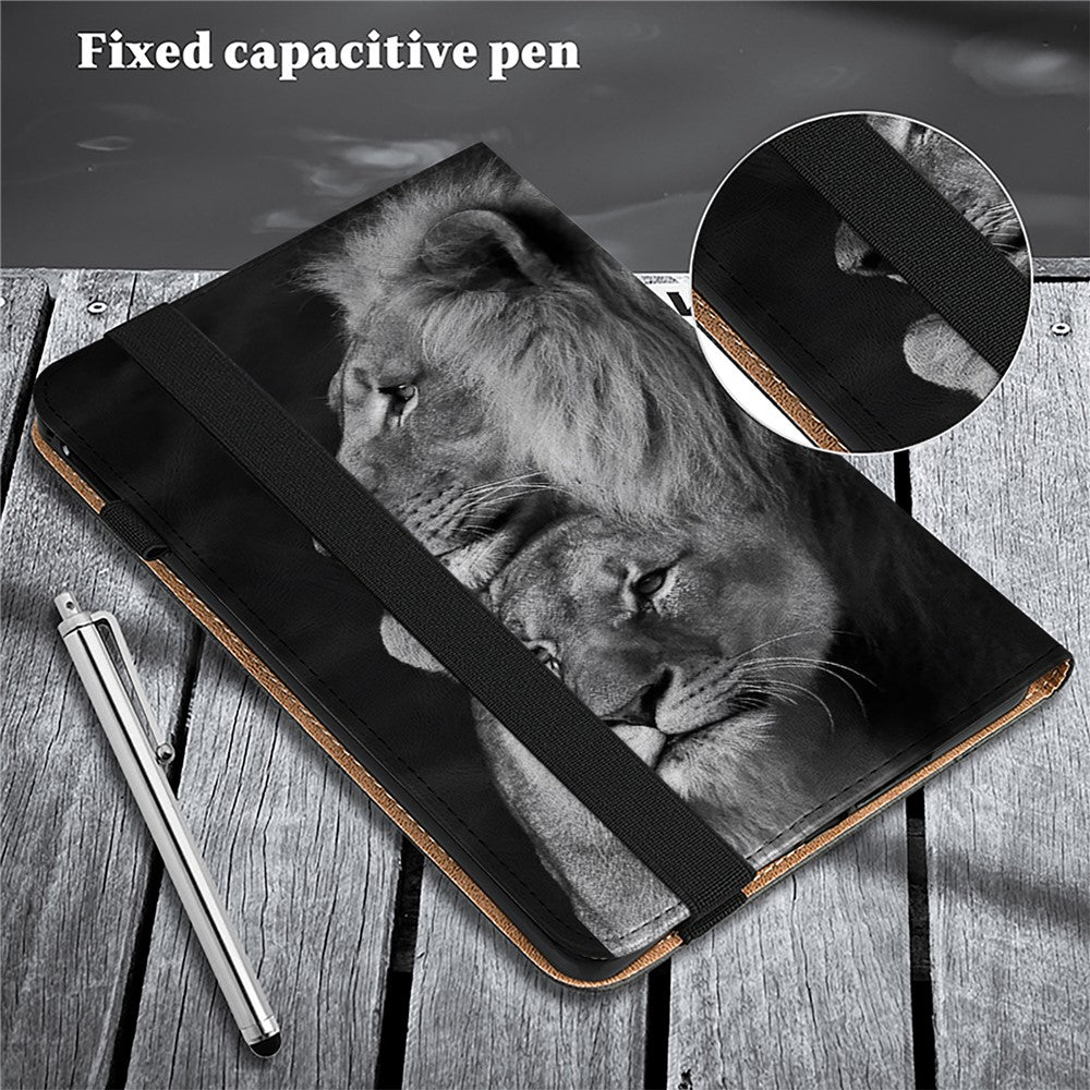 For Lenovo Tab M11 / Xiaoxin Pad 11 2024 Case Leather Tablet Cover with Card Holder - Couple Lions
