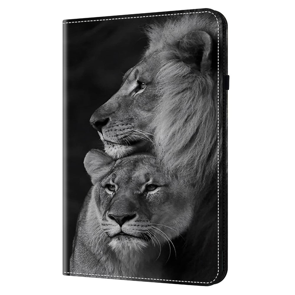 For Lenovo Tab M11 / Xiaoxin Pad 11 2024 Case Leather Tablet Cover with Card Holder - Couple Lions
