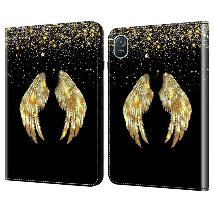 For Honor Pad 8 Stand Case Pattern Print Leather Tablet Cover with Card Slots - Gold Wings