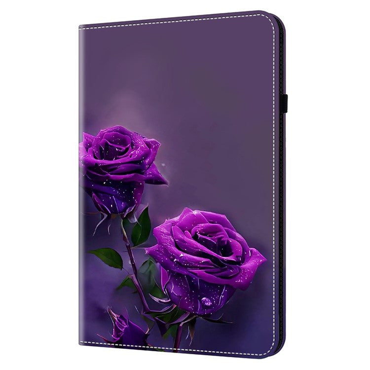 For Honor Pad 8 Stand Case Pattern Print Leather Tablet Cover with Card Slots - Purple Rose