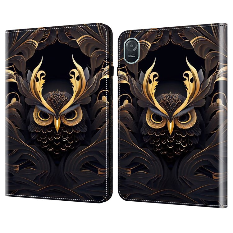 For Honor Pad 8 Stand Case Pattern Print Leather Tablet Cover with Card Slots - Owl