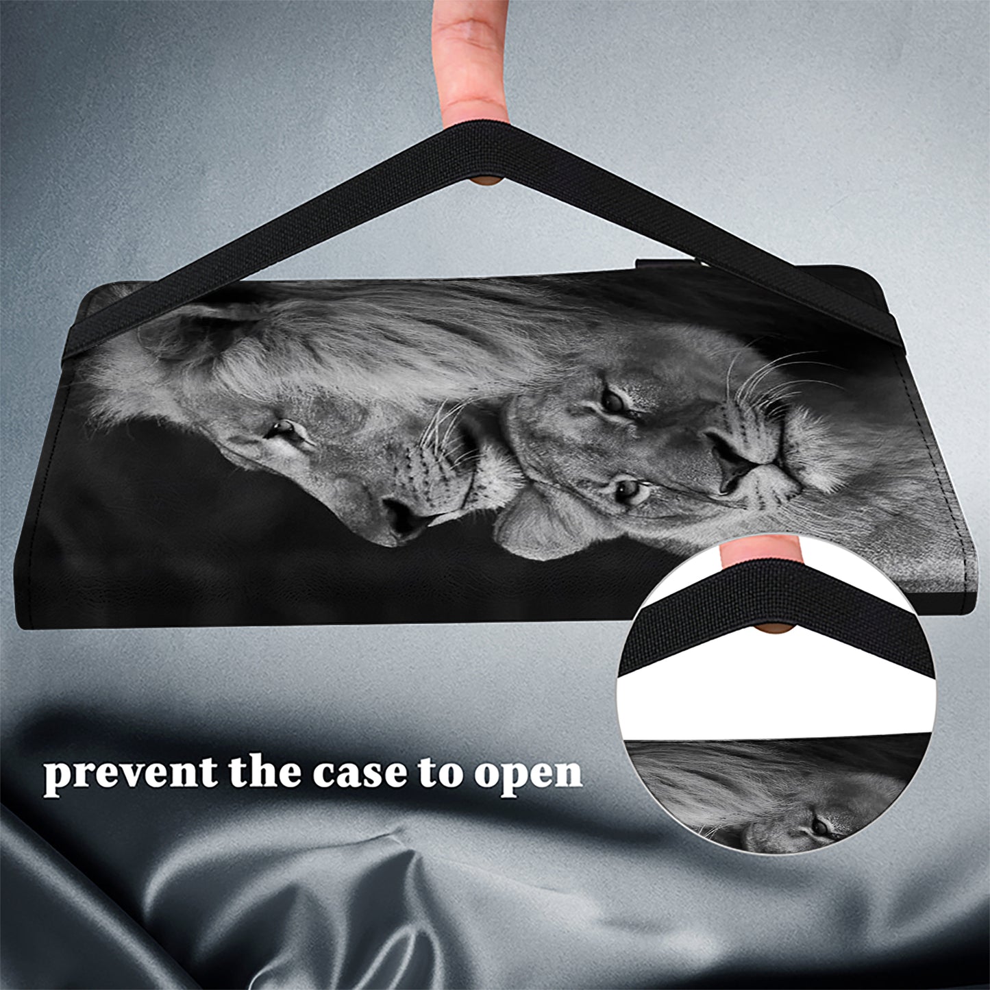 For Samsung Galaxy Tab S10 / S9 / Tab S9 FE Case Folio Stand PU Leather Pattern Tablet Cover - Couple Lions