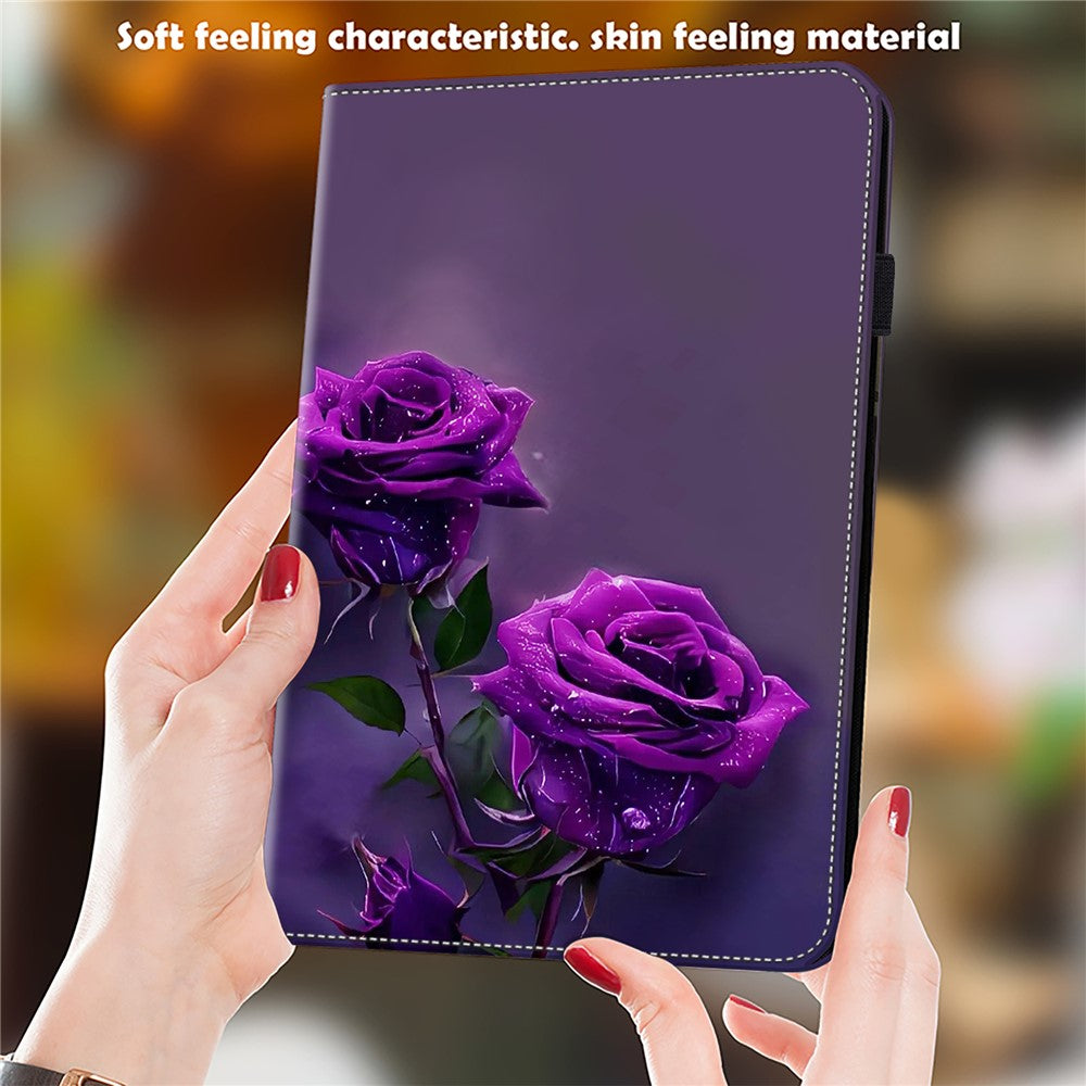 For Lenovo Tab M10 (Gen 3) Case Pattern Printing Card Slots Leather Tablet Cover - Purple Rose