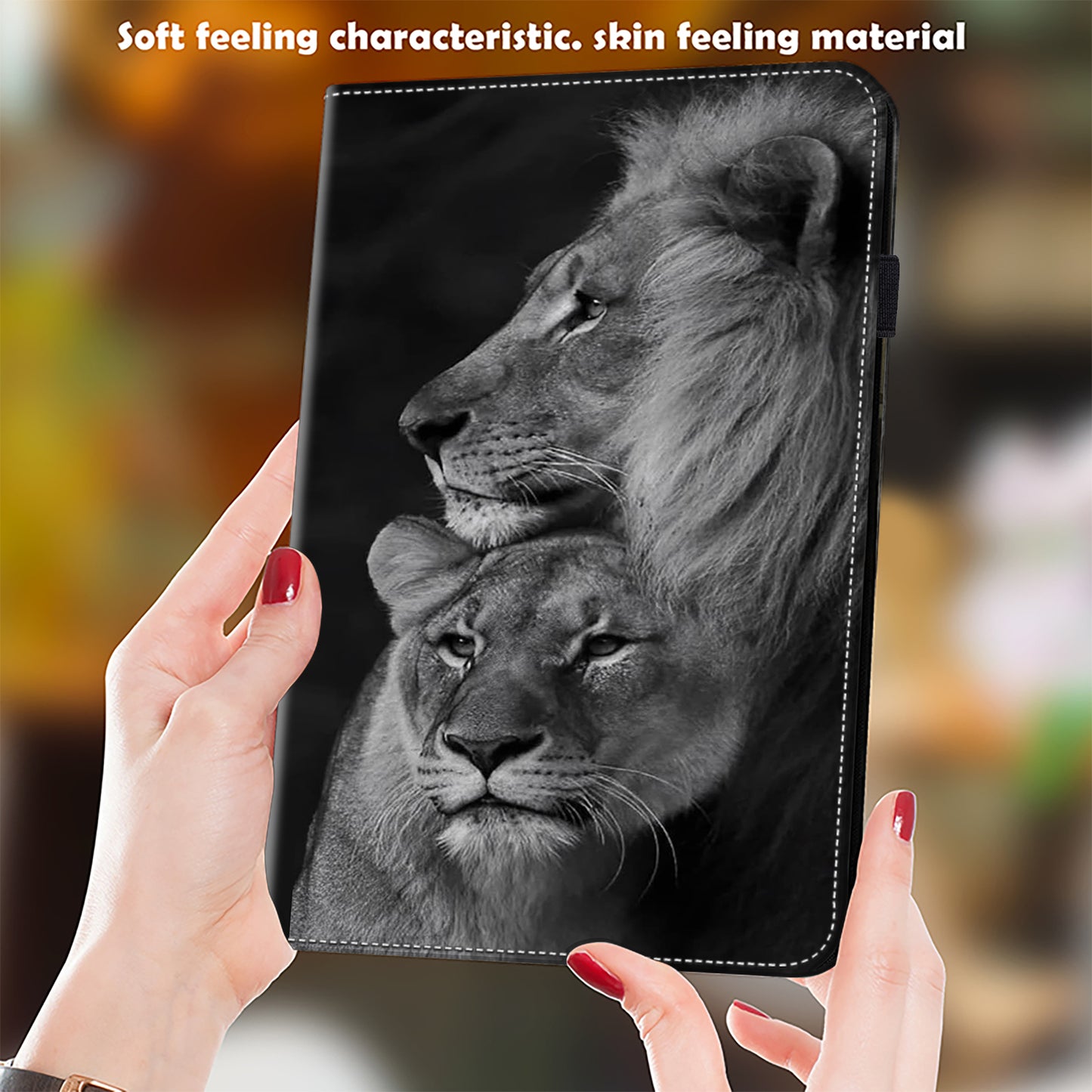 For Samsung Galaxy Tab S10+ / S9+ / S9 FE+ Case Pattern Printing PU Leather Tablet Cover with Stand Function - Couple Lions