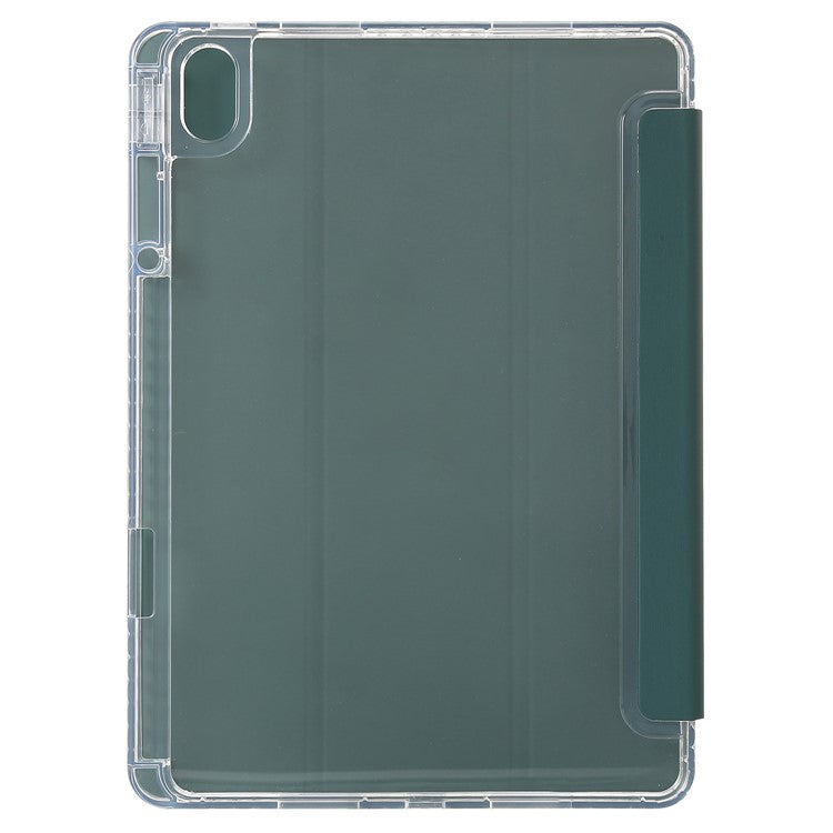 For Huawei MatePad 11.5 S Case Tri-Fold Stand PU Leather+TPU+Clear Acrylic Tablet Cover - Blackish Green