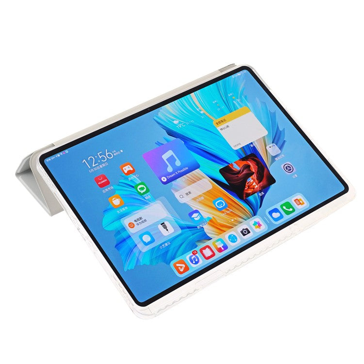 For Huawei MatePad 11.5 S Case Tri-fold Stand PU Leather+TPU+Clear Acrylic Tablet Cover - Grey