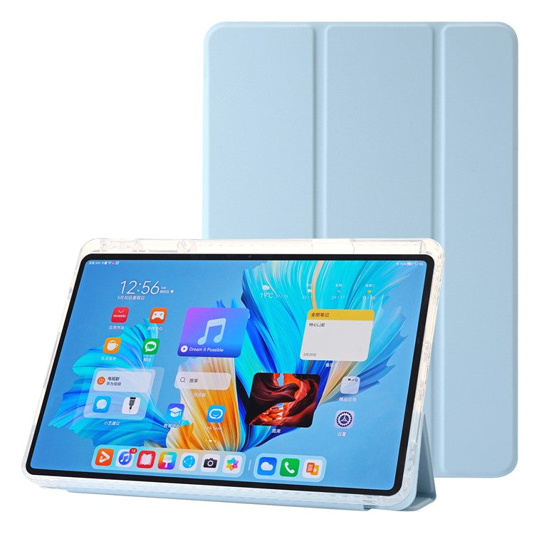 For Huawei MatePad 11.5 S Case Tri-fold Stand PU Leather+TPU+Clear Acrylic Tablet Cover - Baby Blue