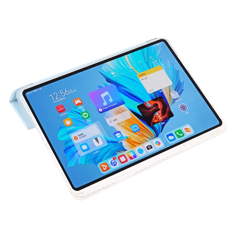 For Huawei MatePad 11.5 S Case Tri-fold Stand PU Leather+TPU+Clear Acrylic Tablet Cover - Baby Blue