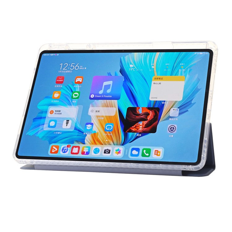 For Huawei MatePad 11.5 S Case Tri-fold Stand PU Leather+TPU+Clear Acrylic Tablet Cover - Lavender Purple