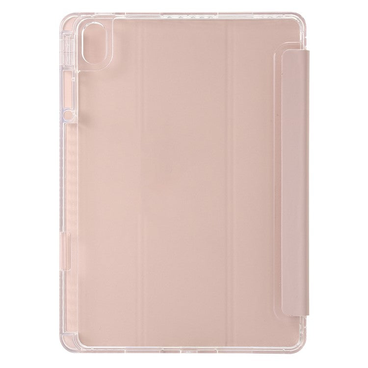 For Huawei MatePad 11.5 S Case Tri-fold Stand PU Leather+TPU+Clear Acrylic Tablet Cover - Pink