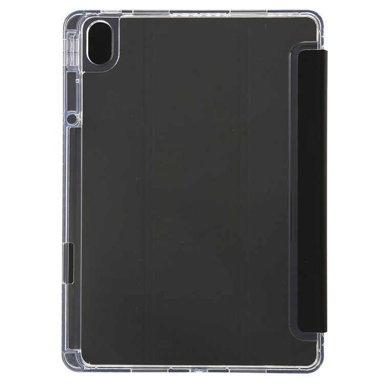 For Huawei MatePad 11.5 S Case Tri-fold Stand PU Leather+TPU+Clear Acrylic Tablet Cover - Black