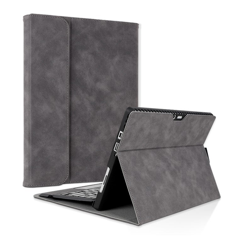 For Microsoft Surface Pro 10 / 9 Case Stand Leather Protective Sleeve with Pen Holder - Grey