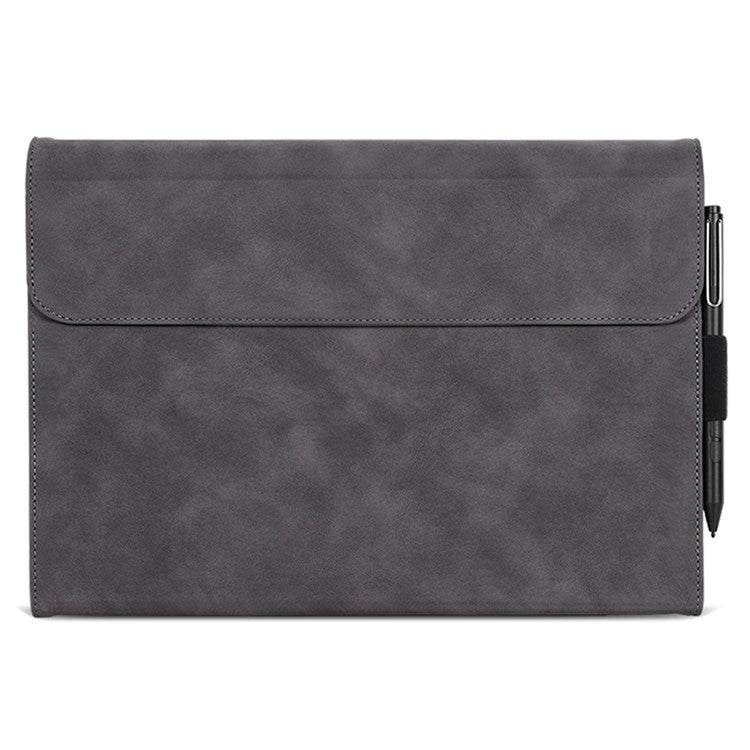 For Microsoft Surface Pro 10 / 9 Case Stand Leather Protective Sleeve with Pen Holder - Grey