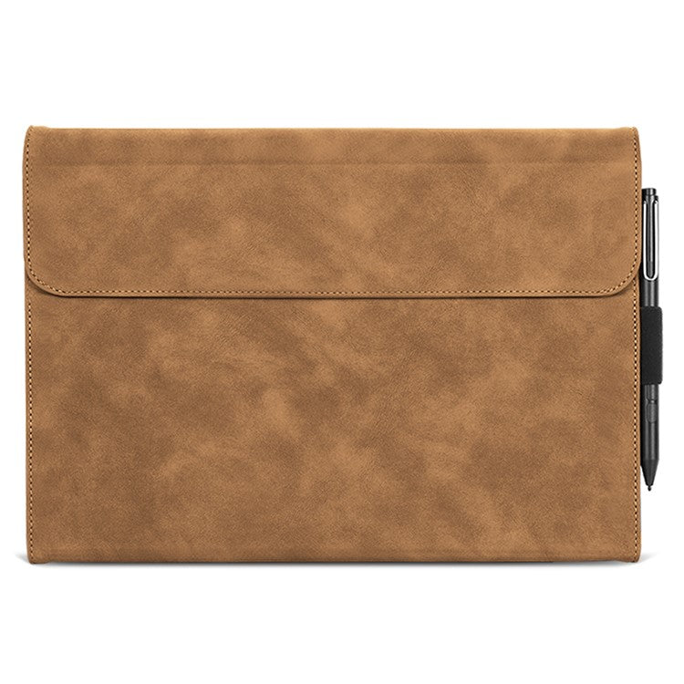For Microsoft Surface Pro 10 / 9 Case Stand Leather Protective Sleeve with Pen Holder - Brown