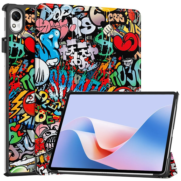 For Huawei MatePad 11.5 S Case Tri-Fold Stand Pattern Print Leather Tablet Cover with Auto Wake / Sleep - Graffiti