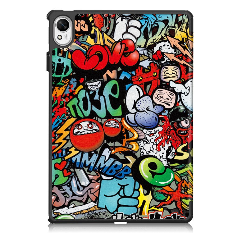 For Huawei MatePad 11.5 S Case Tri-Fold Stand Pattern Print Leather Tablet Cover with Auto Wake / Sleep - Graffiti