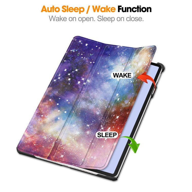 For Huawei MatePad 11.5 S Case Tri-Fold Stand Pattern Print Leather Tablet Cover with Auto Wake / Sleep - Galaxy