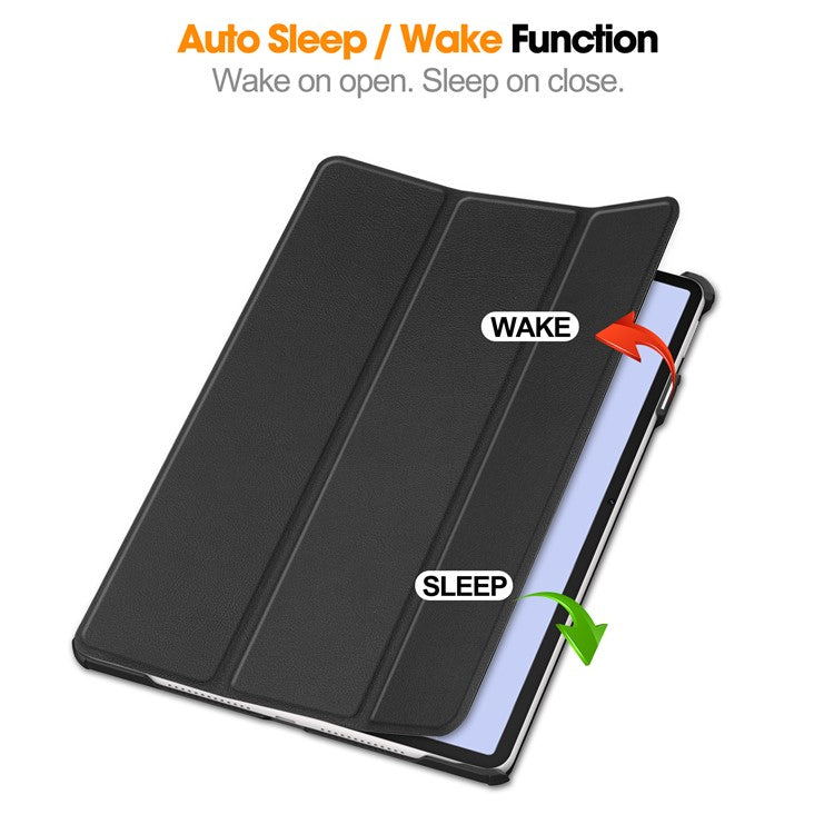 For Huawei MatePad 11.5 S Case Auto Wake / Sleep Tri-Fold Stand Leather Tablet Cover - Black