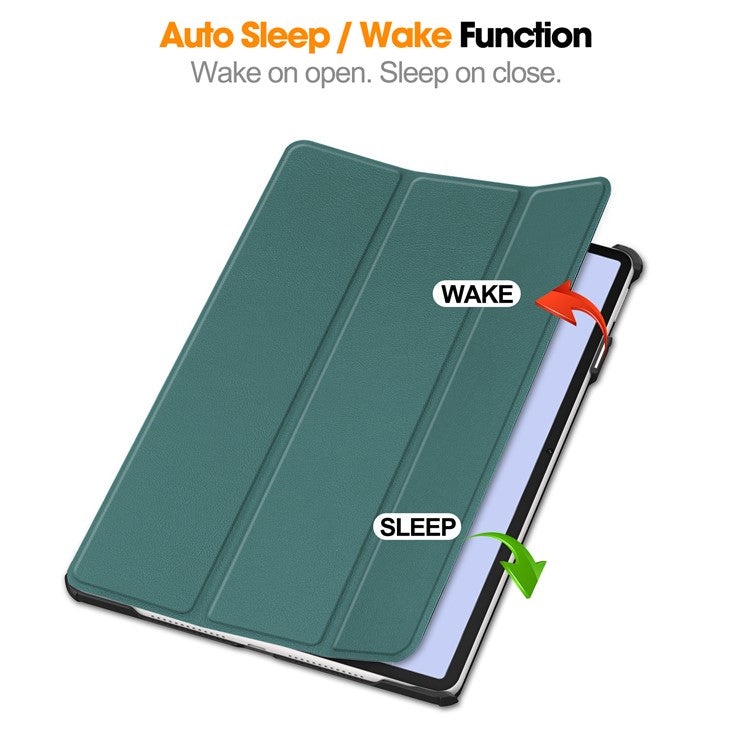For Huawei MatePad 11.5 S Case Auto Wake / Sleep Tri-Fold Stand Leather Tablet Cover - Blackish Green