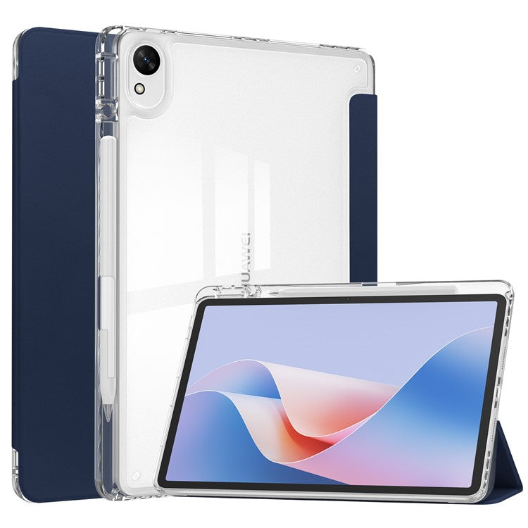 For Huawei MatePad 11.5 S Case Clear Acrylic Leather Tablet Cover Support Auto Sleep / Wake - Dark Blue