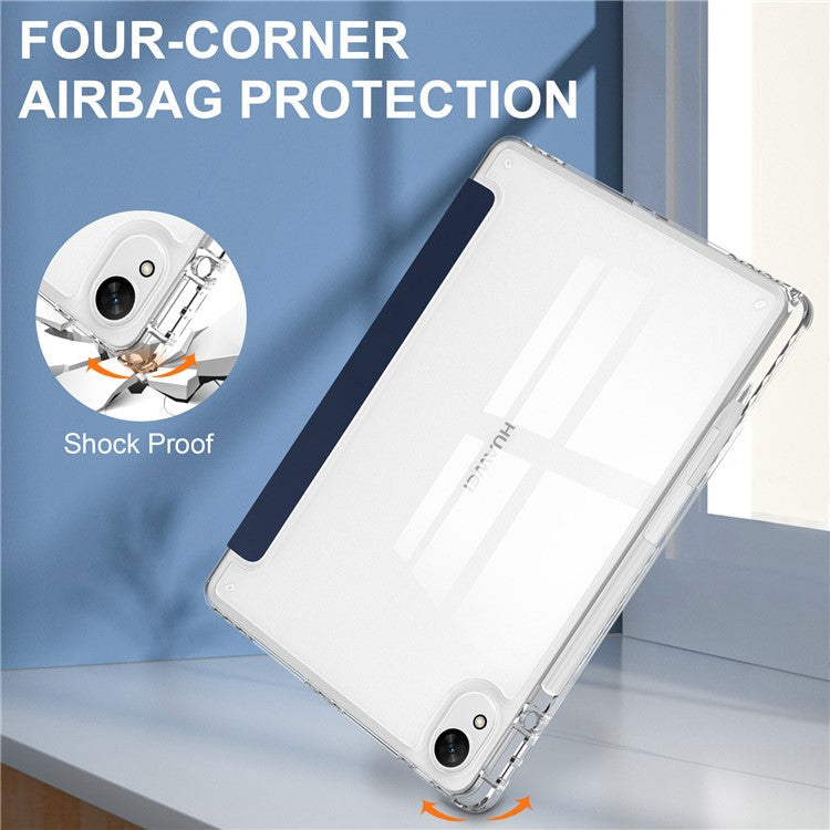 For Huawei MatePad 11.5 S Case Clear Acrylic Leather Tablet Cover Support Auto Sleep / Wake - Dark Blue