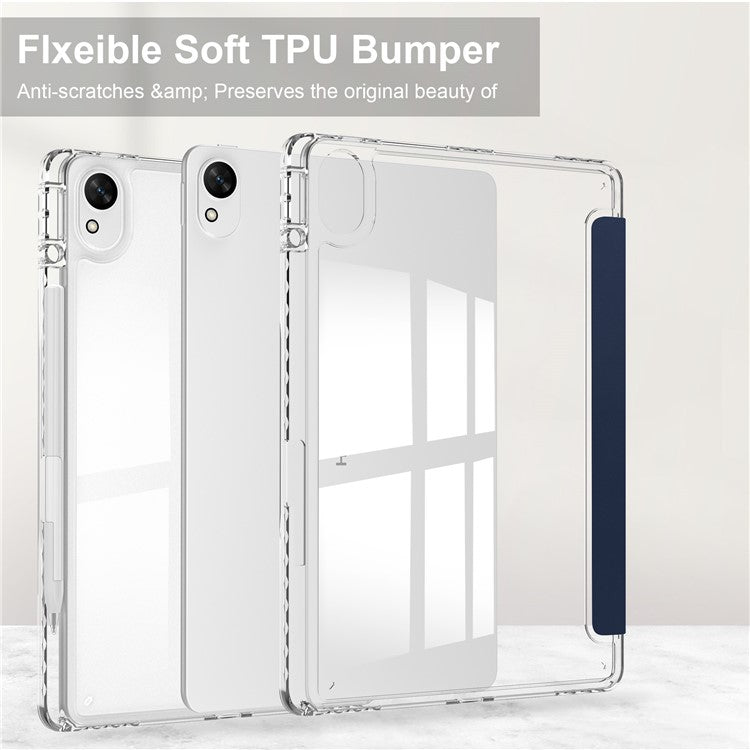 For Huawei MatePad 11.5 S Case Clear Acrylic Leather Tablet Cover Support Auto Sleep / Wake - Dark Blue