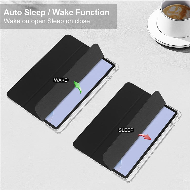 For Huawei MatePad 11.5 S Case Clear Acrylic Leather Tablet Cover Support Auto Sleep / Wake - Black