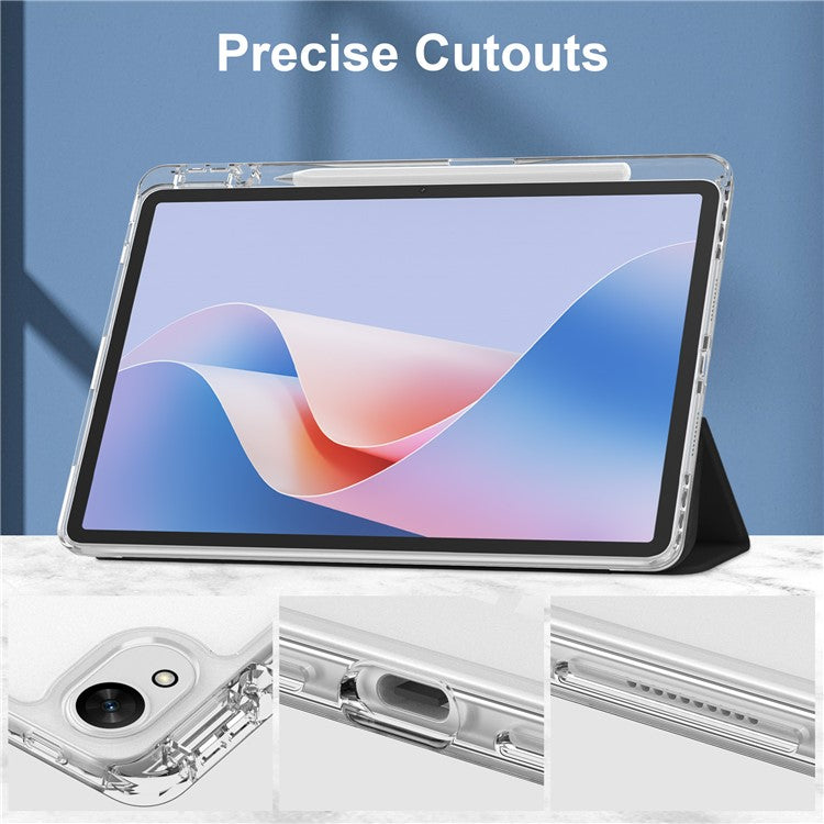 For Huawei MatePad 11.5 S Case Clear Acrylic Leather Tablet Cover Support Auto Sleep / Wake - Black