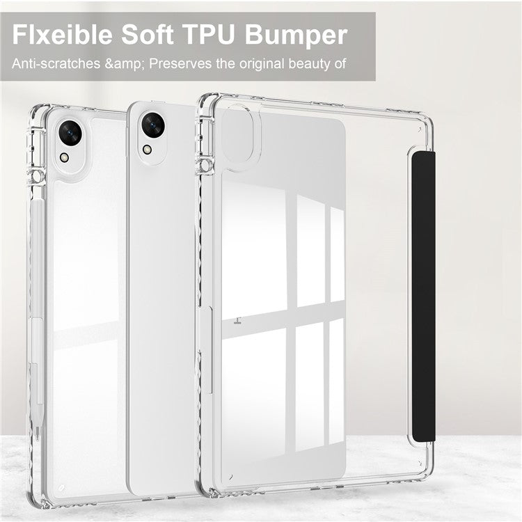 For Huawei MatePad 11.5 S Case Clear Acrylic Leather Tablet Cover Support Auto Sleep / Wake - Black