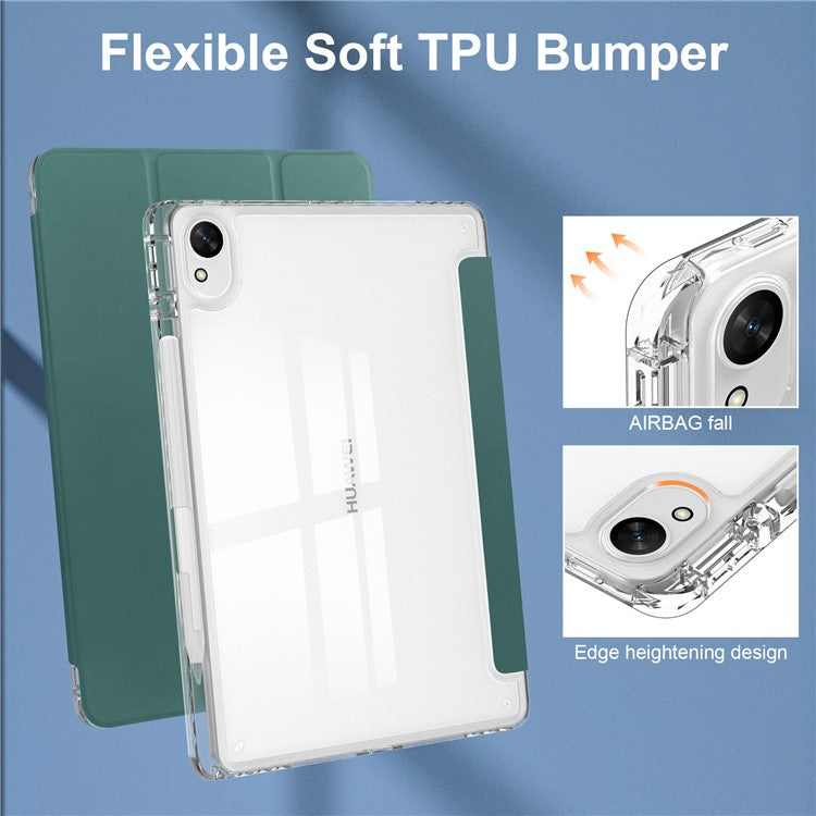 For Huawei MatePad 11.5 S Case Clear Acrylic Leather Tablet Cover Support Auto Sleep / Wake - Green