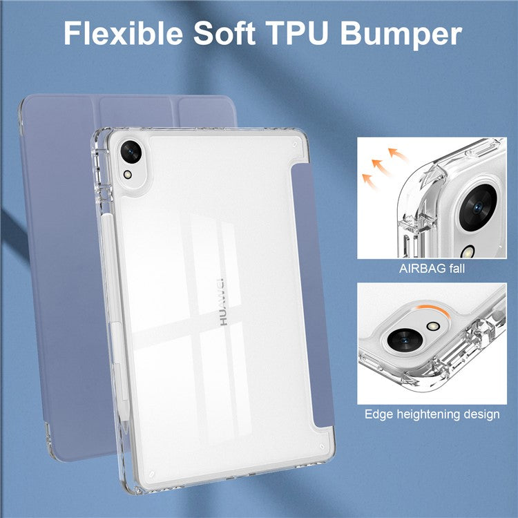 For Huawei MatePad 11.5 S Case Clear Acrylic Leather Tablet Cover Support Auto Sleep / Wake - Purple