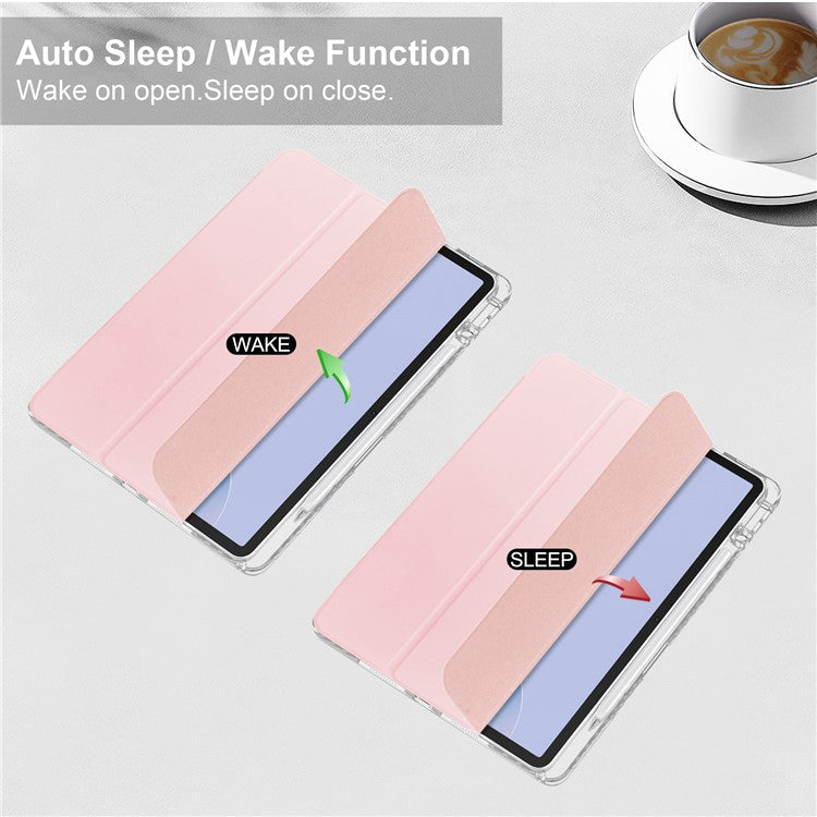 For Huawei MatePad 11.5 S Case Clear Acrylic Leather Tablet Cover Support Auto Sleep / Wake - Pink