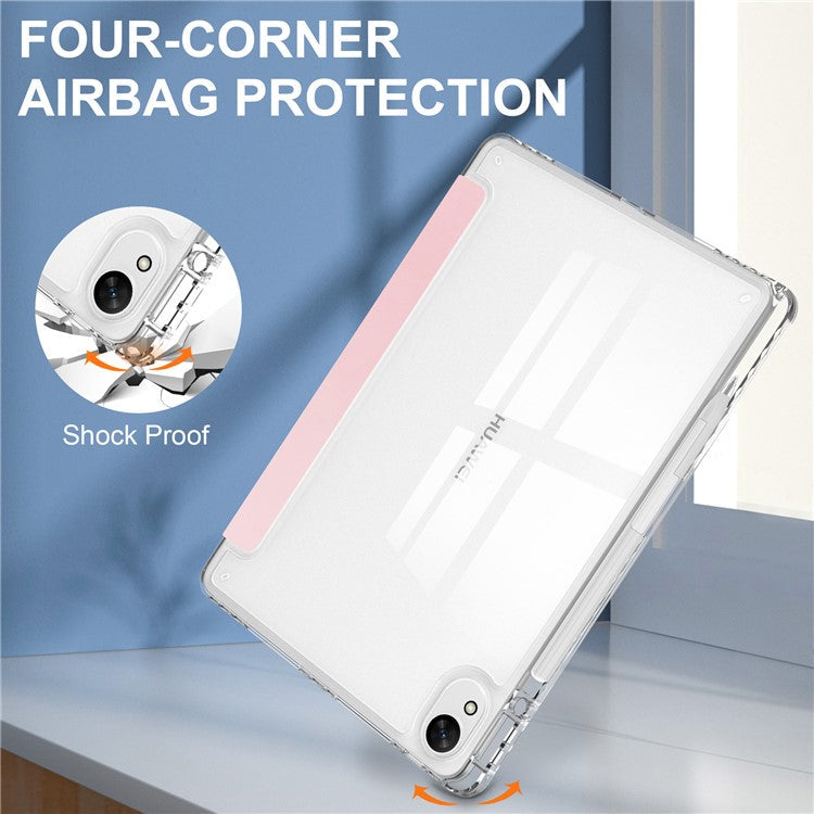 For Huawei MatePad 11.5 S Case Clear Acrylic Leather Tablet Cover Support Auto Sleep / Wake - Pink