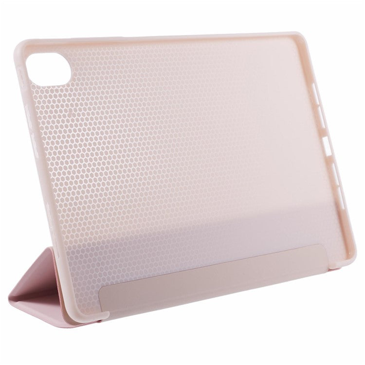 For Huawei MatePad 11.5 S Case Tri-fold Stand Leather Tablet Cover Honeycomb Texture - Pink