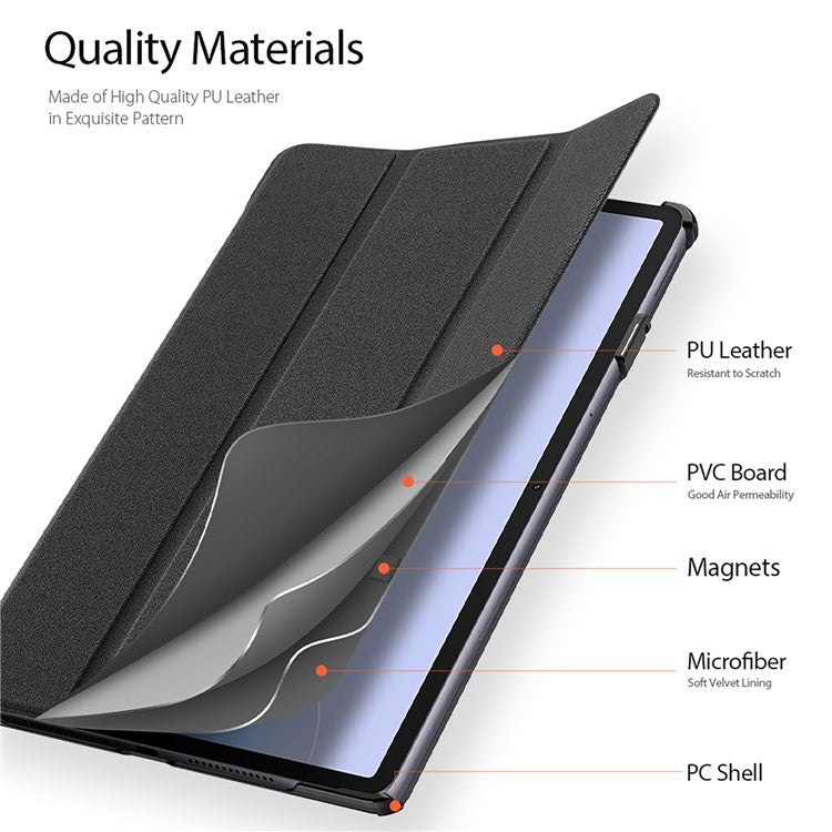 DUX DUCIS Domo Series for Huawei MatePad 11.5 S Tablet Case Tri-Fold Stand Leather Shell - Black