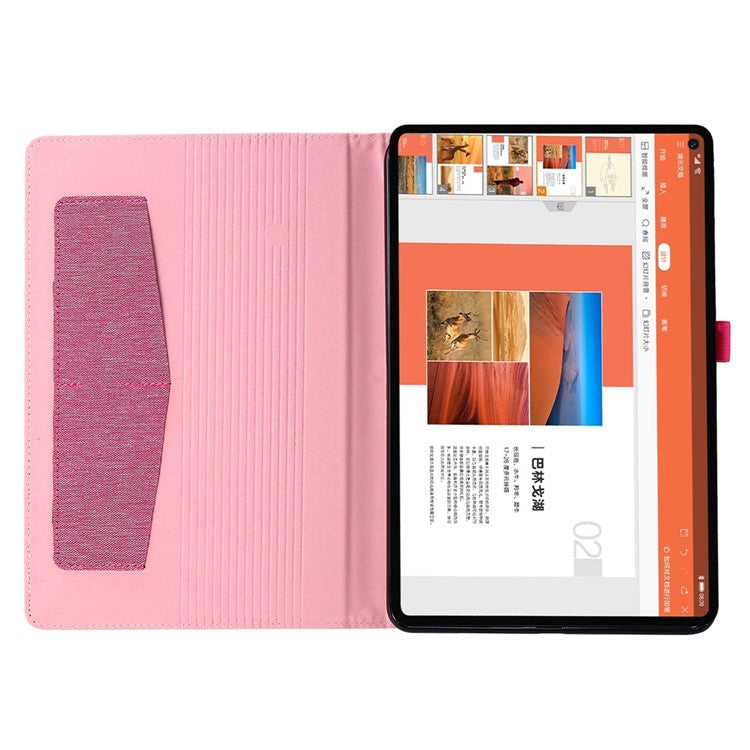 For Huawei MatePad SE 11 Leather Case Card Holder Cloth Texture Tablet Stand Cover - Pink