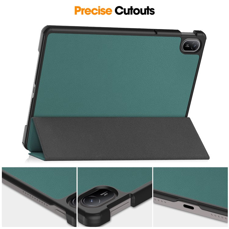 For Huawei MatePad SE 11 Stand Case Shockproof Leather Tablet Cover - Blackish Green