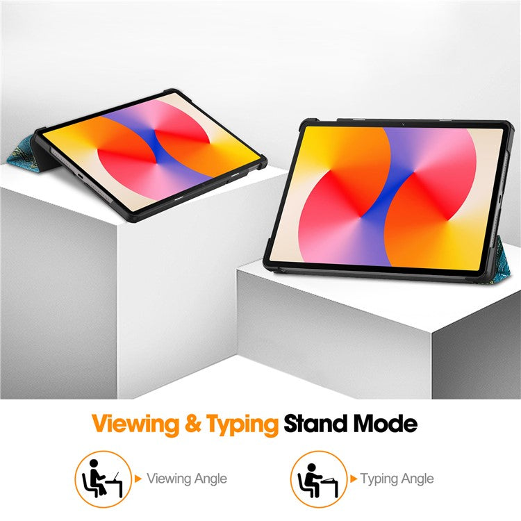 For Huawei MatePad SE 11 Stand Case Pattern Print Leather Tablet Cover - Apricot Blossom