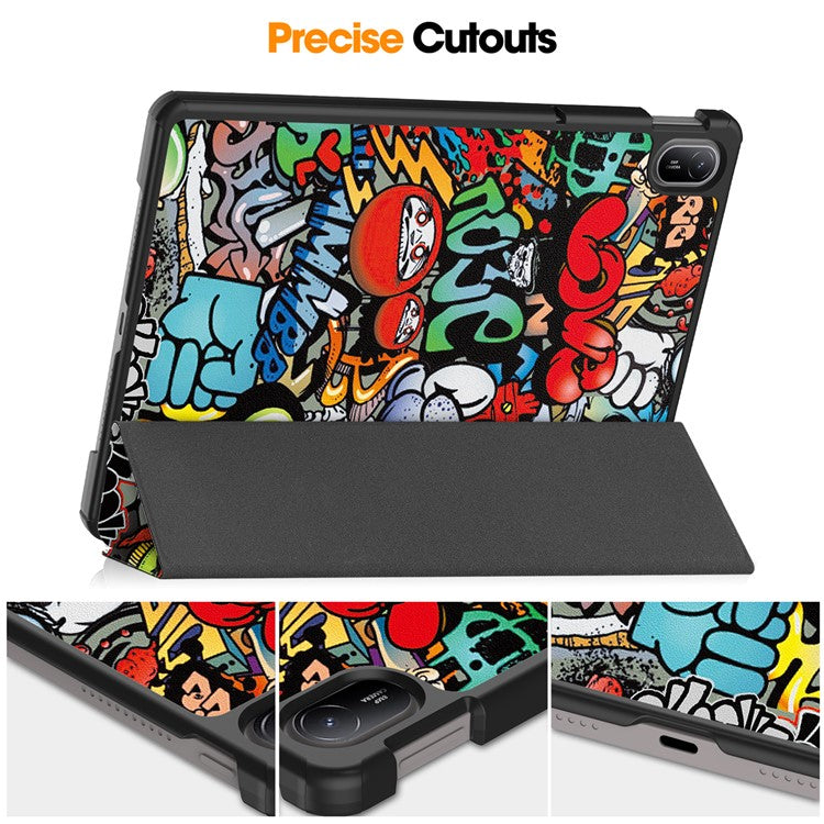 For Huawei MatePad SE 11 Stand Case Pattern Print Leather Tablet Cover - Graffiti