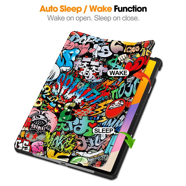 For Huawei MatePad SE 11 Stand Case Pattern Print Leather Tablet Cover - Graffiti