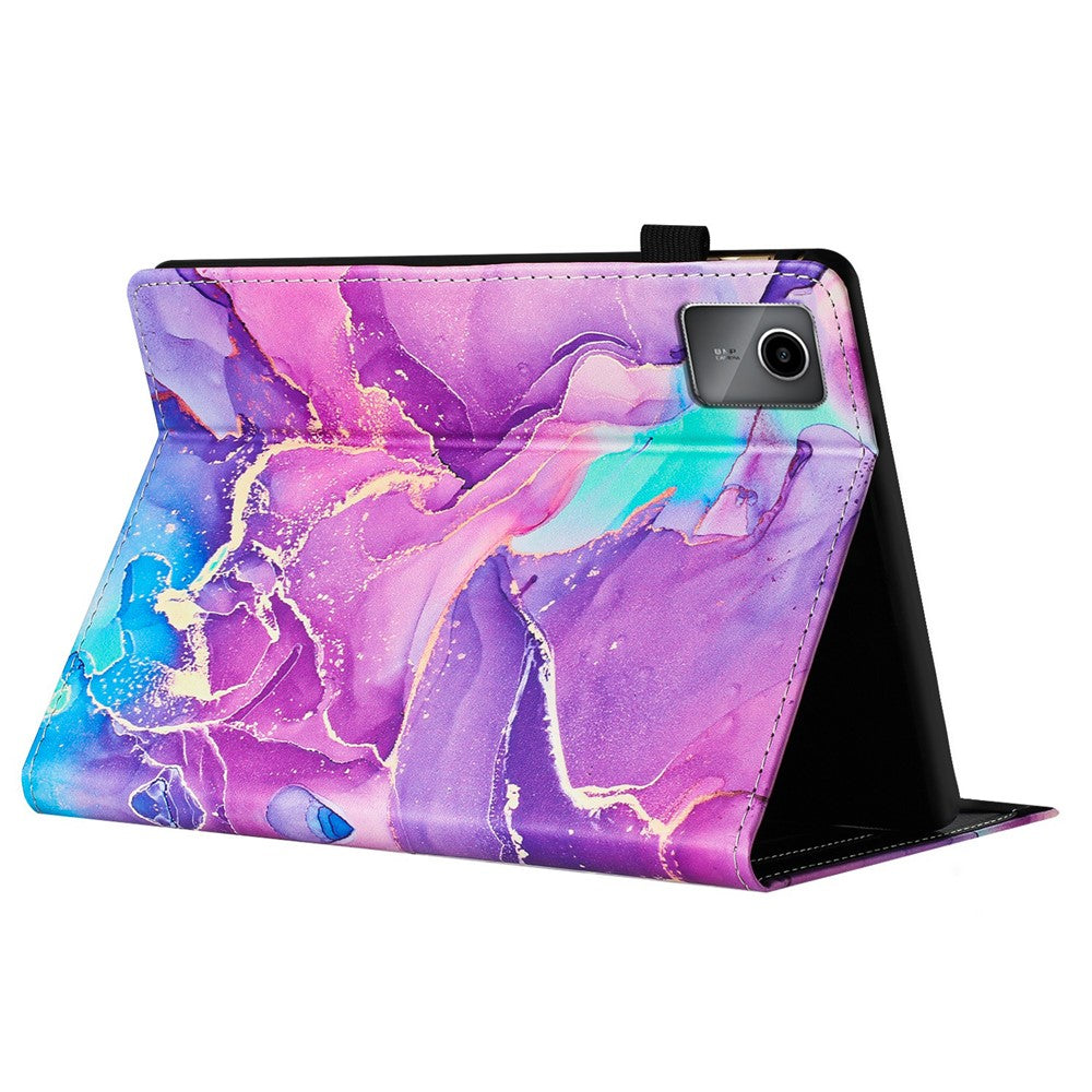 For Lenovo Tab M11 / Xiaoxin Pad 11 2024 Case Marble Leather Protective Tablet Cover Auto Wake Sleep - Purple