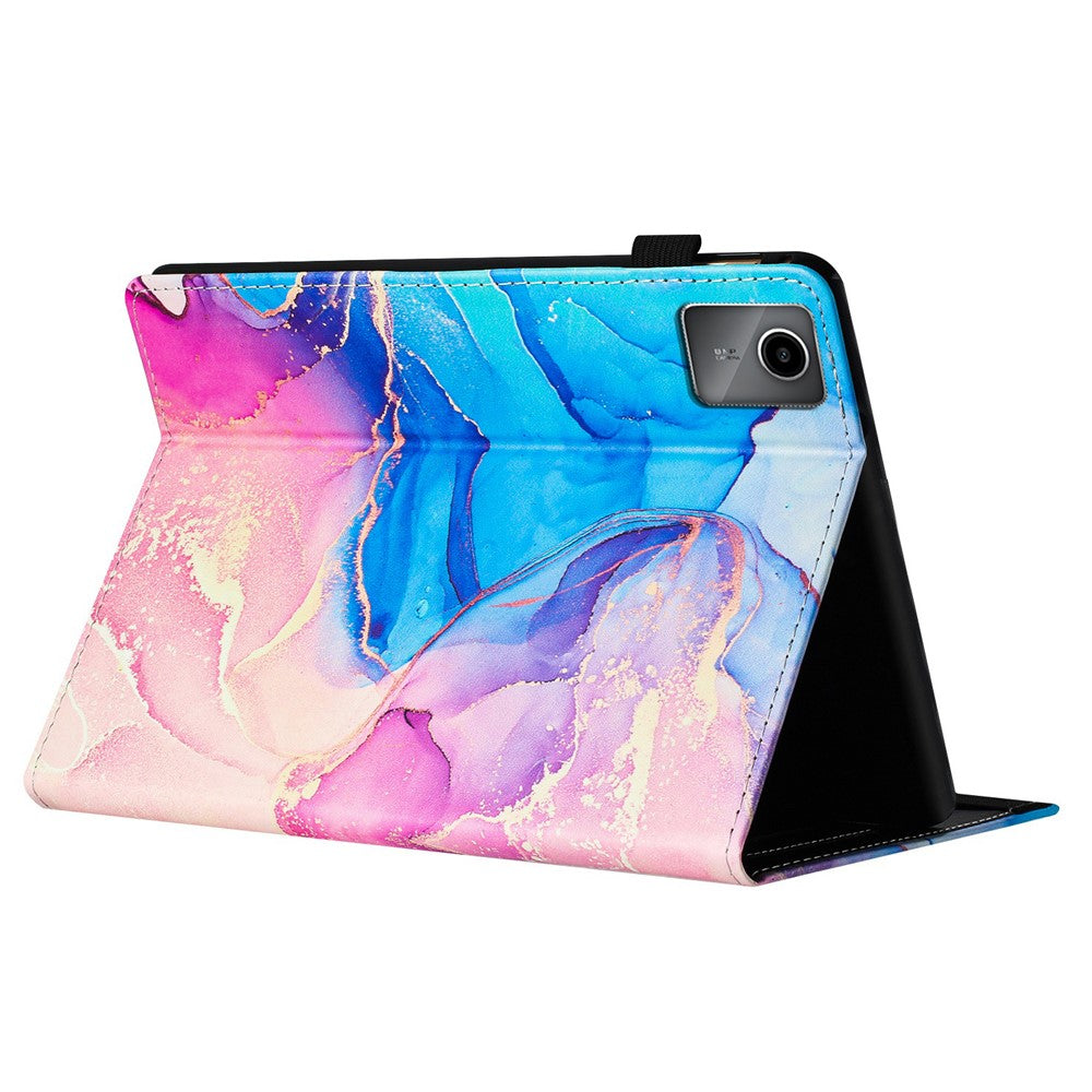 For Lenovo Tab M11 / Xiaoxin Pad 11 2024 Case Marble Leather Protective Tablet Cover Auto Wake Sleep - Pink / Blue