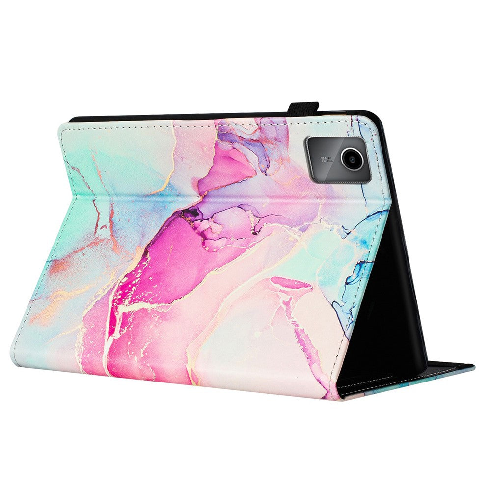 For Lenovo Tab M11 / Xiaoxin Pad 11 2024 Case Marble Leather Protective Tablet Cover Auto Wake Sleep - Pink